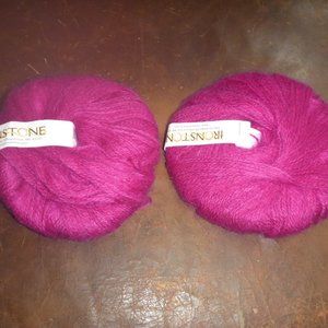 2 Balls Ironstone Herb Garden Mohair Blend Yarn - Color Fuschia - 233 yds ea